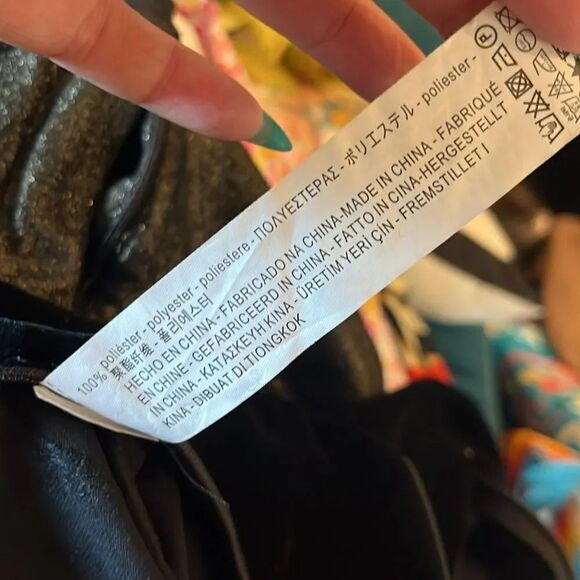 Zara Black Velvet Side Zip Wide Leg Pants, L - Picture 8 of 8